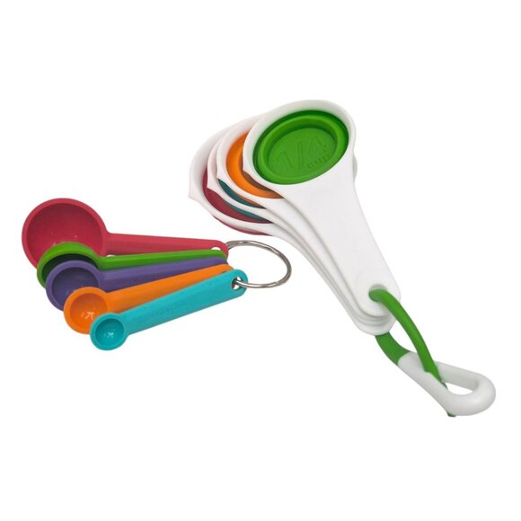 Measuring Spoon Cup LOT 5 Measuring Spoons 4 Collapsible Measuring Cups Silicon - Picture 1 of 10